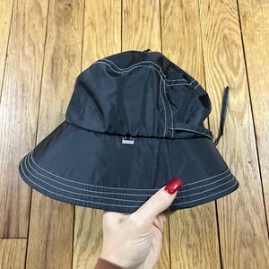 Totes Black Rain Hat Contrast Stitch Adjustable Chin Strap Bucket Hat OS